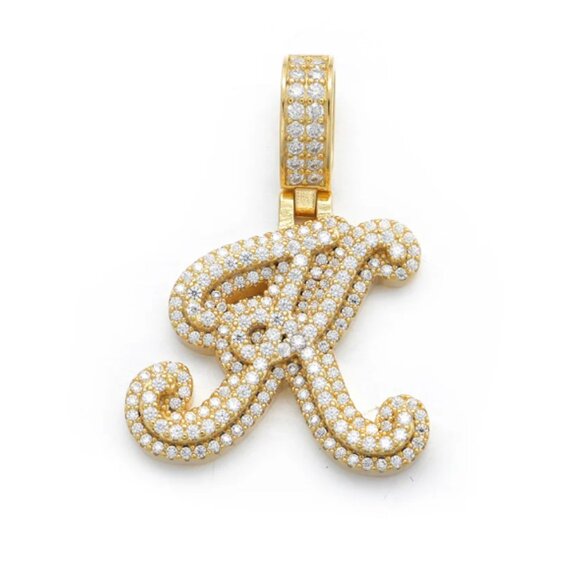 Diamond Script Initial Pendant & 22" Rope Chain for you or a girl. - Picture 2 of 3